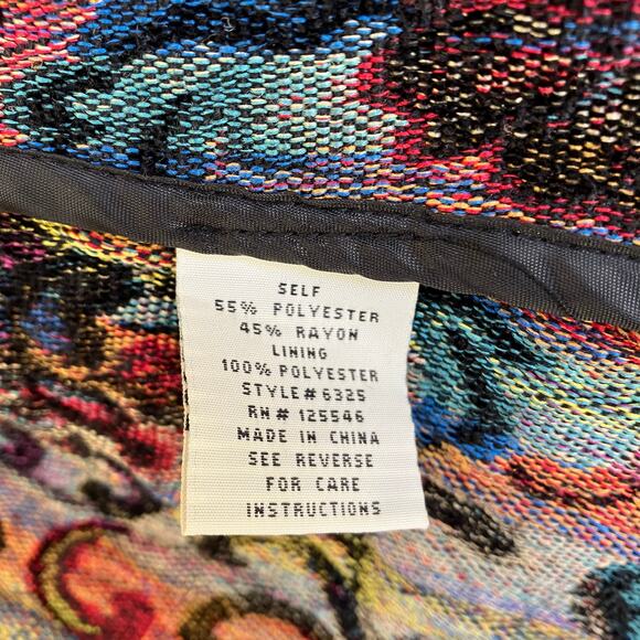 Habitat Sz M Floral Jacquard Tapestry Swing Coat Jacket Chunky Buttons Bohemian - Picture 11 of 16